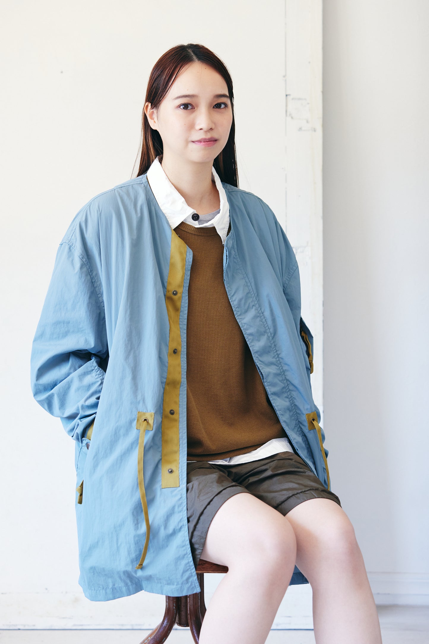 異素材切り替えシャツ
