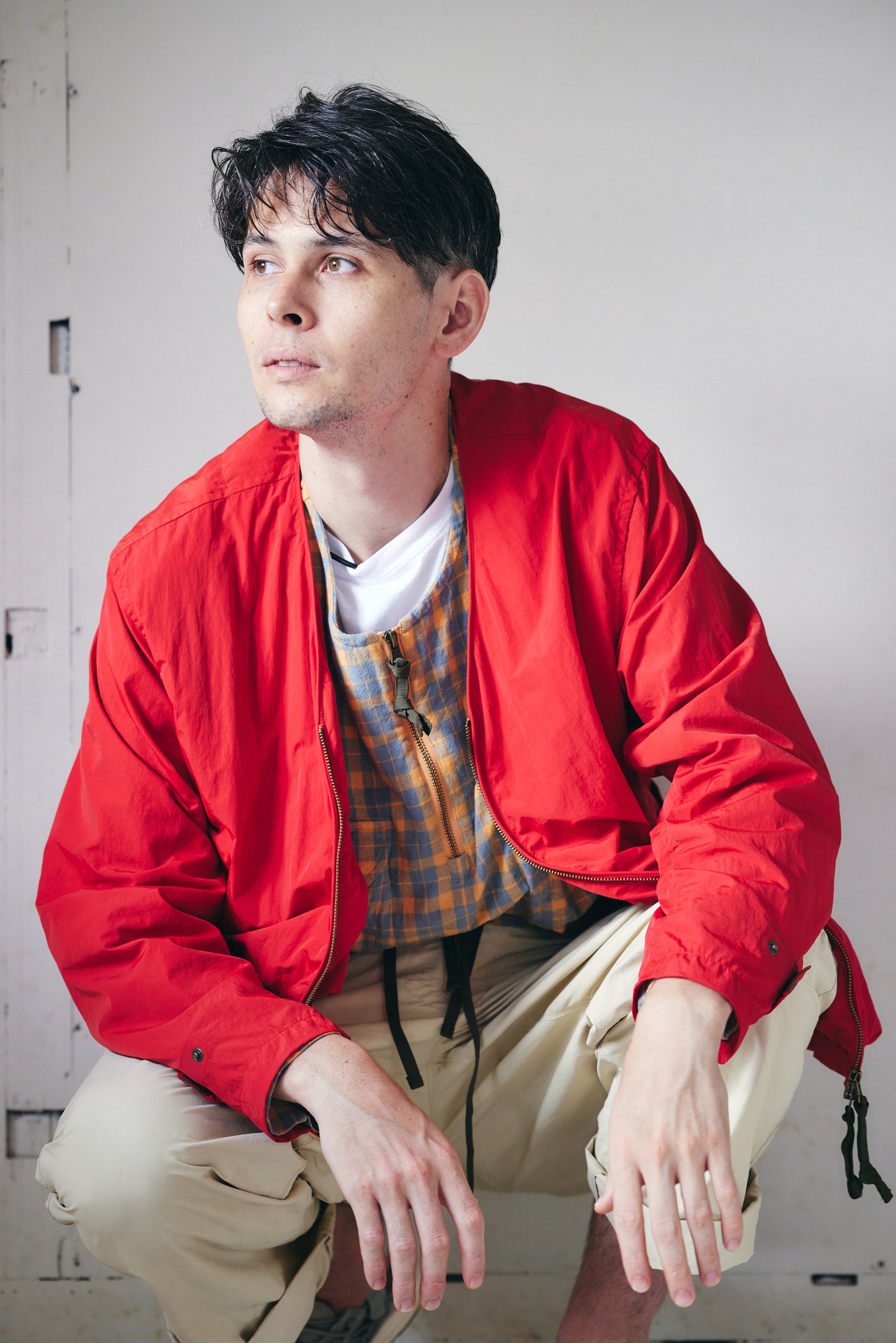 チェック プルオーバージップシャツ