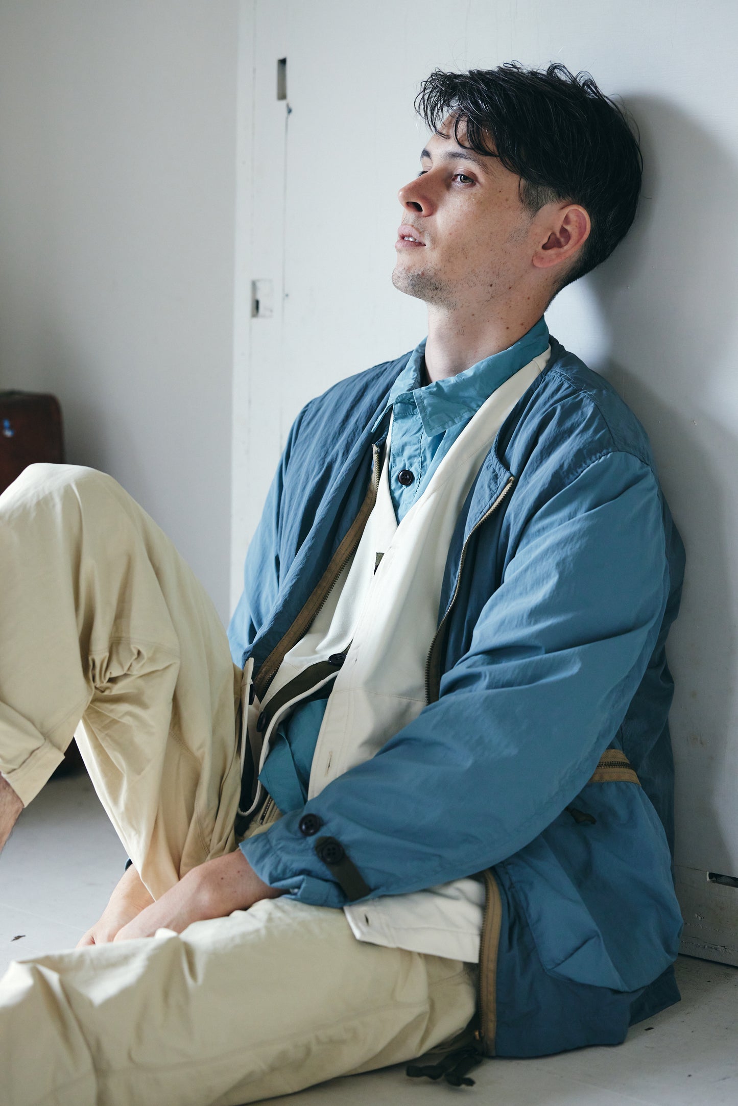 コットンナイロン ジップパンツ