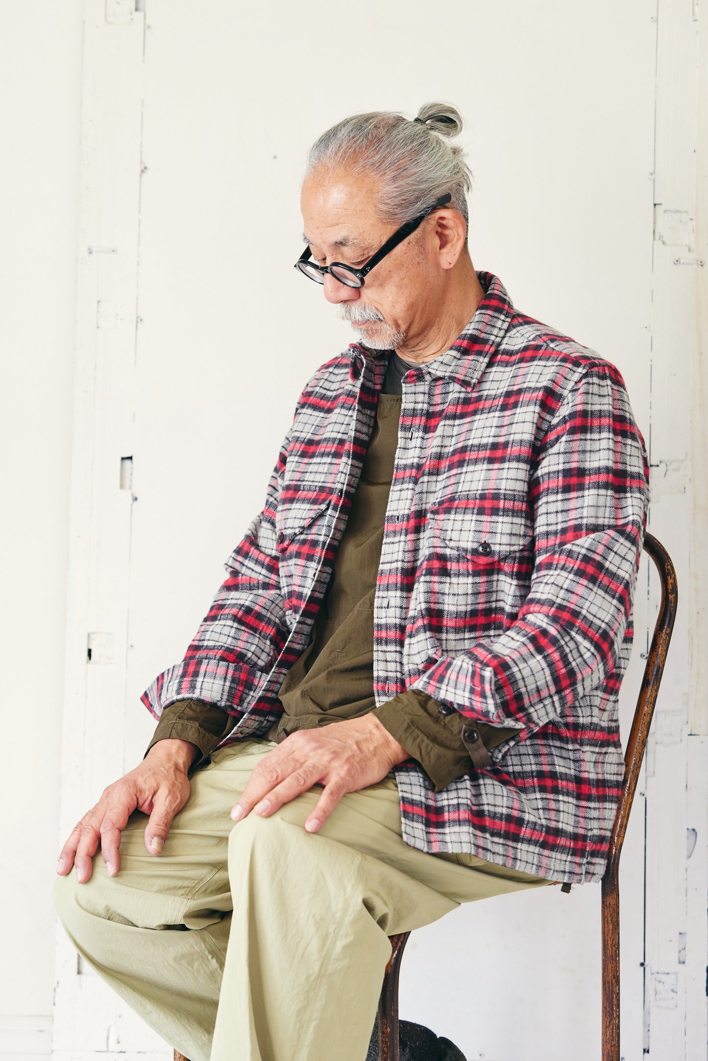 コットン起毛のチェック柄シャツ
