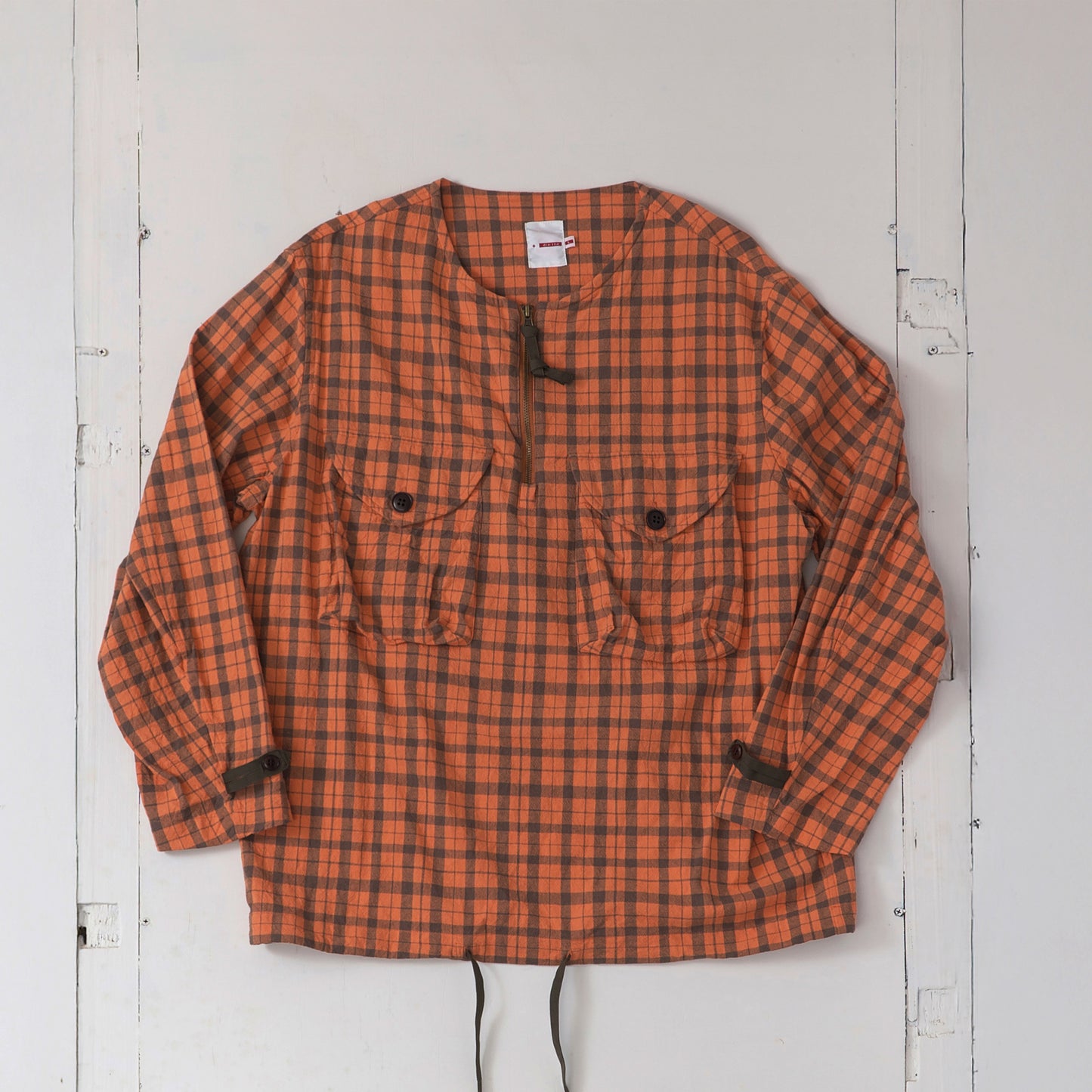 チェック プルオーバージップシャツ