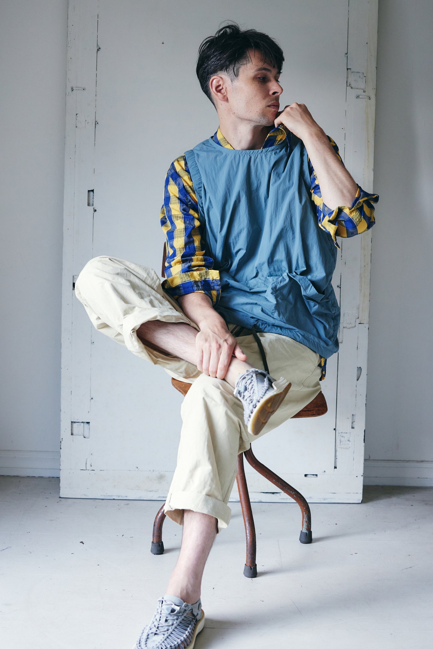 コットンナイロン ジップパンツ